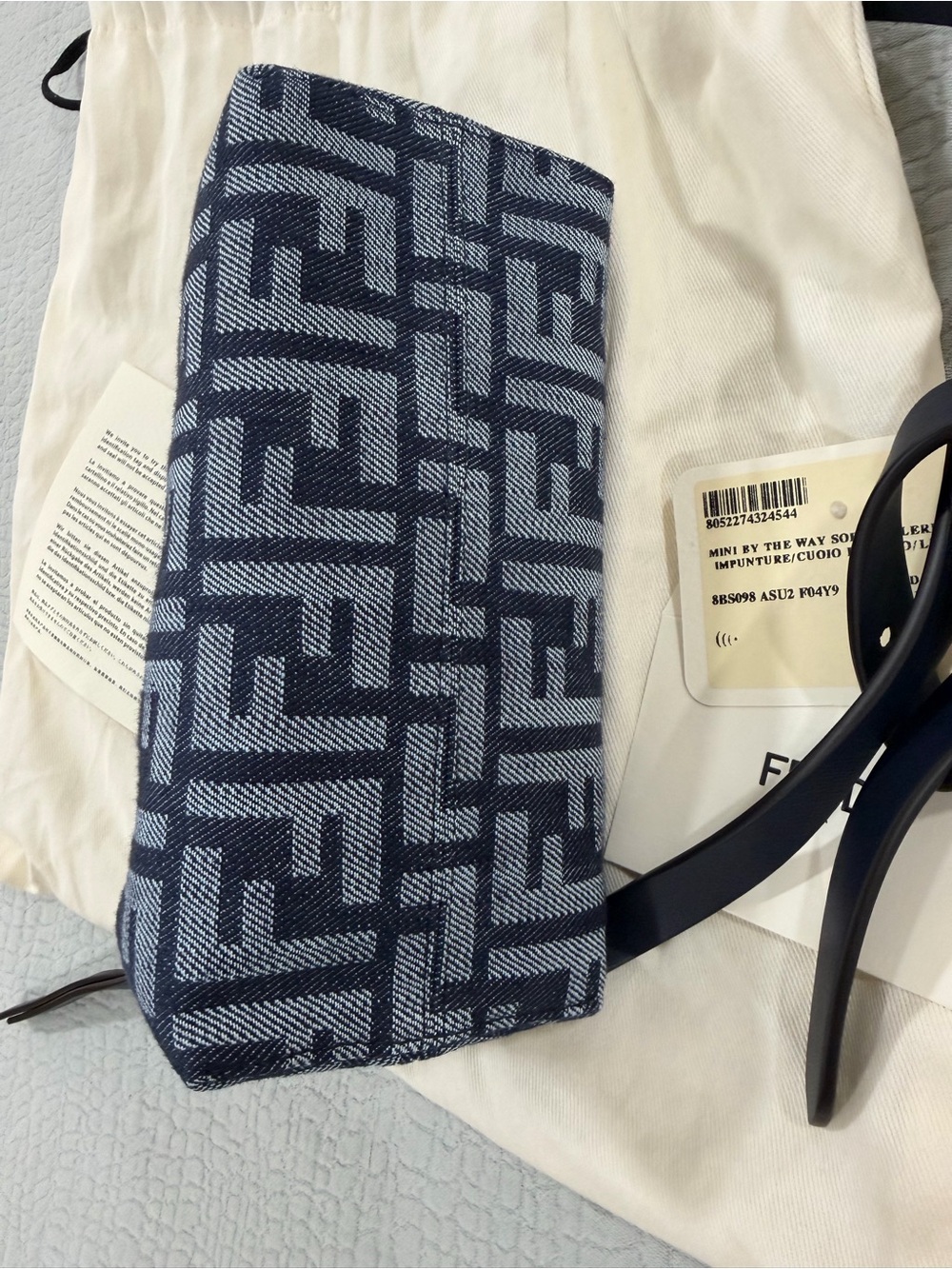Fendi By The Way Denim Mini Shoulder Bag with Gold Hardware - Picture 9 of 14